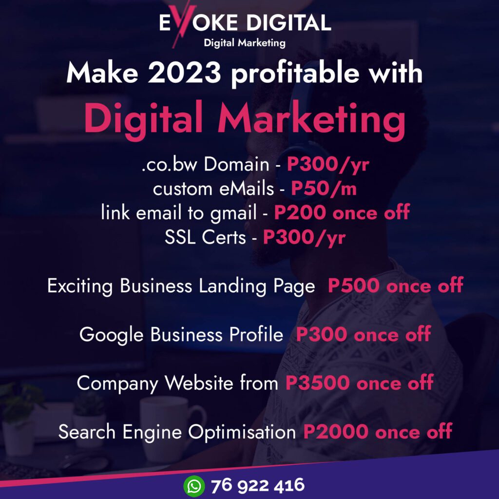 best digital marketing agency in Botswana - eVoke Digital Pricing Guide